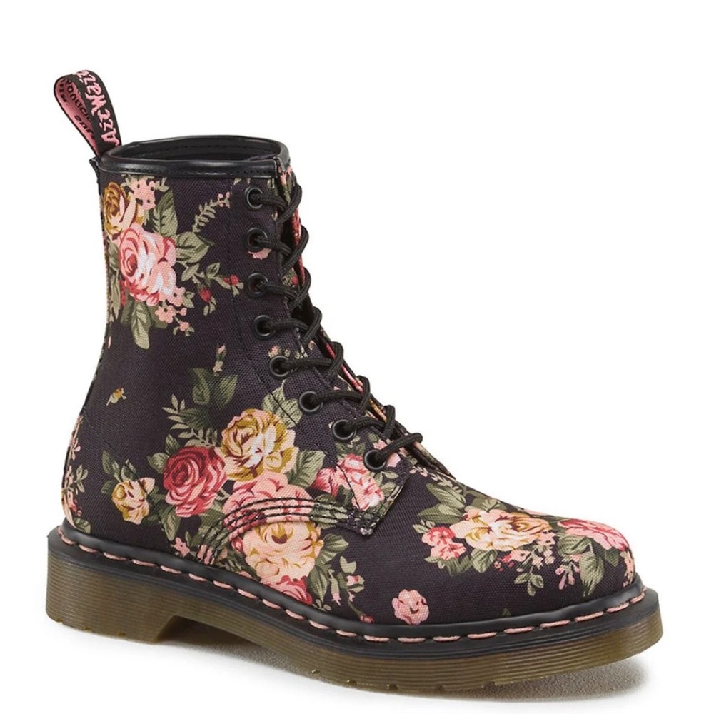 Black floral doc martens